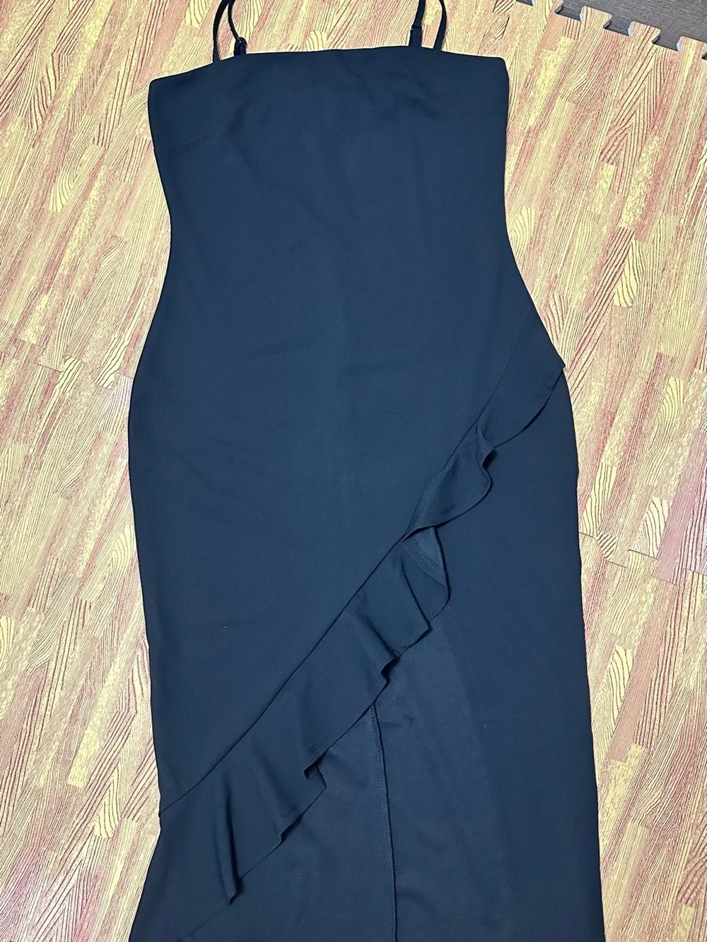 Aeropostale Black Ruffle Strap Midi Dress